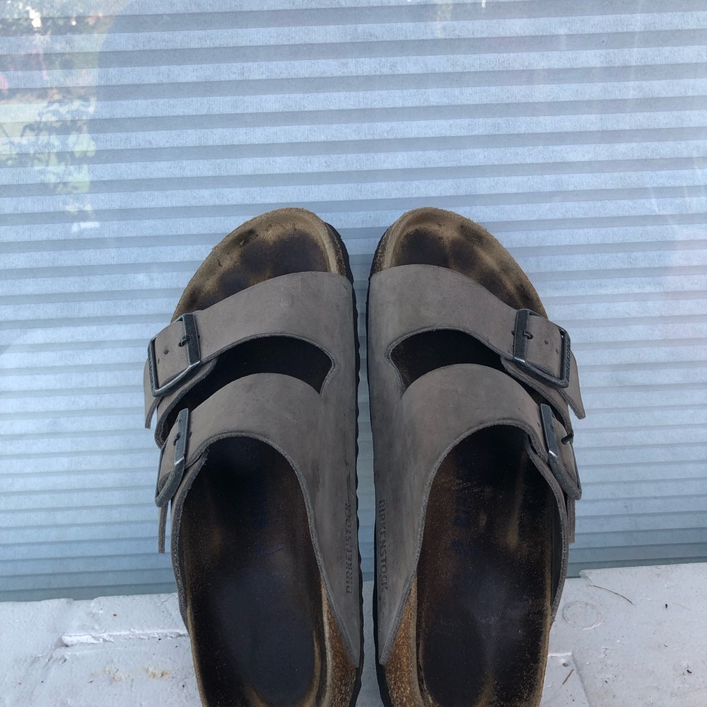 Birkenstock Arizona Two Strap Vegan Sandals Dust Grey Taupe Mens 6Womens 8 - Picture 12 of 15